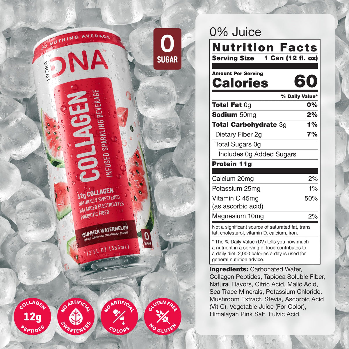 HYDRADNA Sparkling Watermelon Pour Glass with vibrant bubbles.
