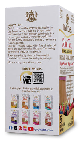 Hyleys Slim Tea foil-sealed teabags preserve freshness and flavor for reliable brews
