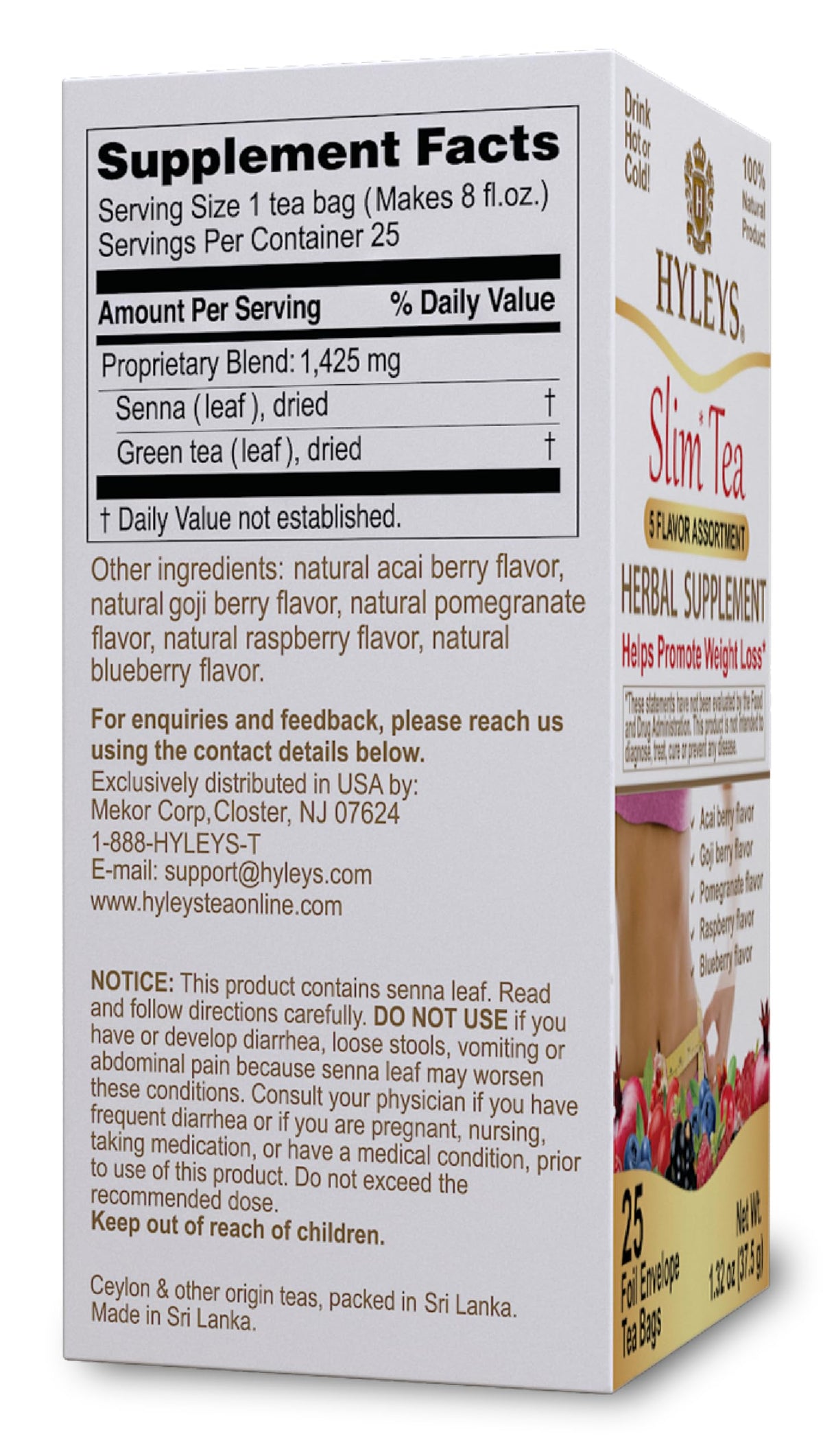 Hyleys Slim Tea green tea leaf blend offers gentle daily support and flavor