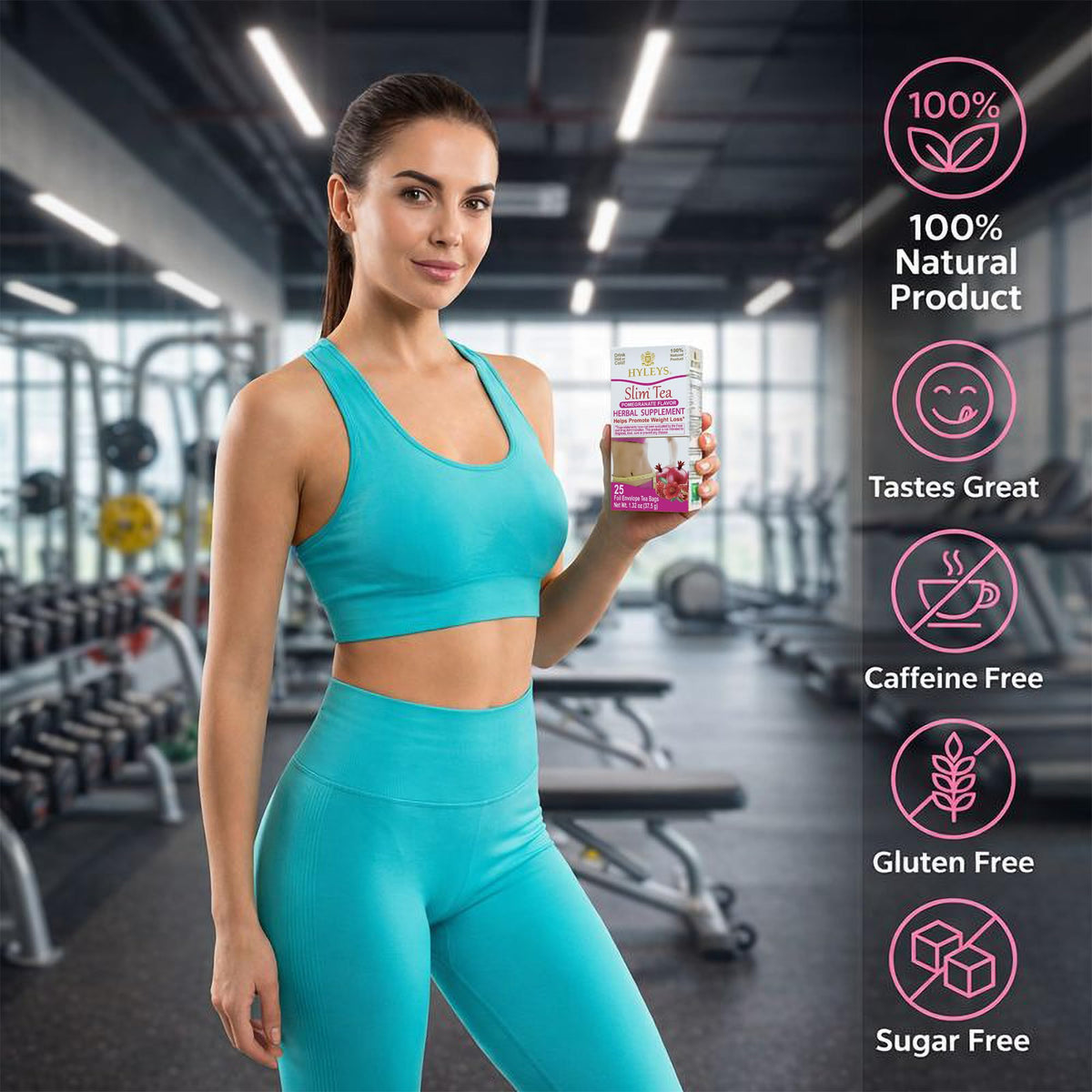 Hyleys Slim Tea six-pack bundle offers convenient wellness routine.