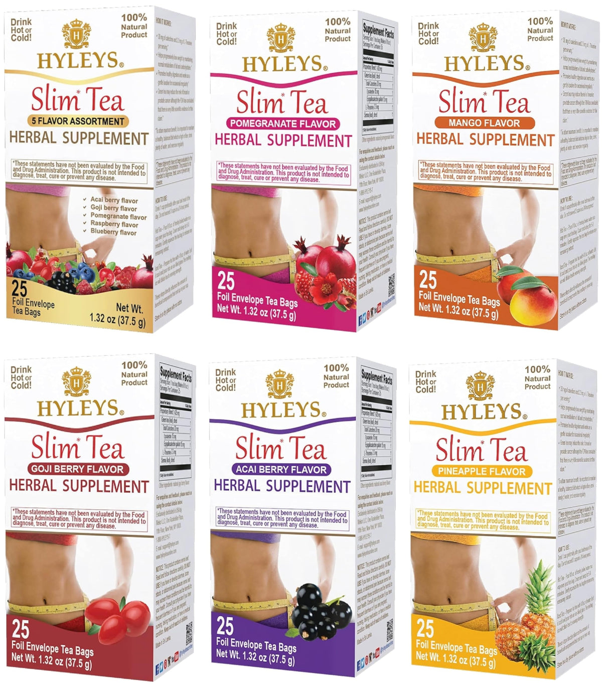 Hyleys Slim Tea Variety Pack six-flavor assortment for versatile tea moments
