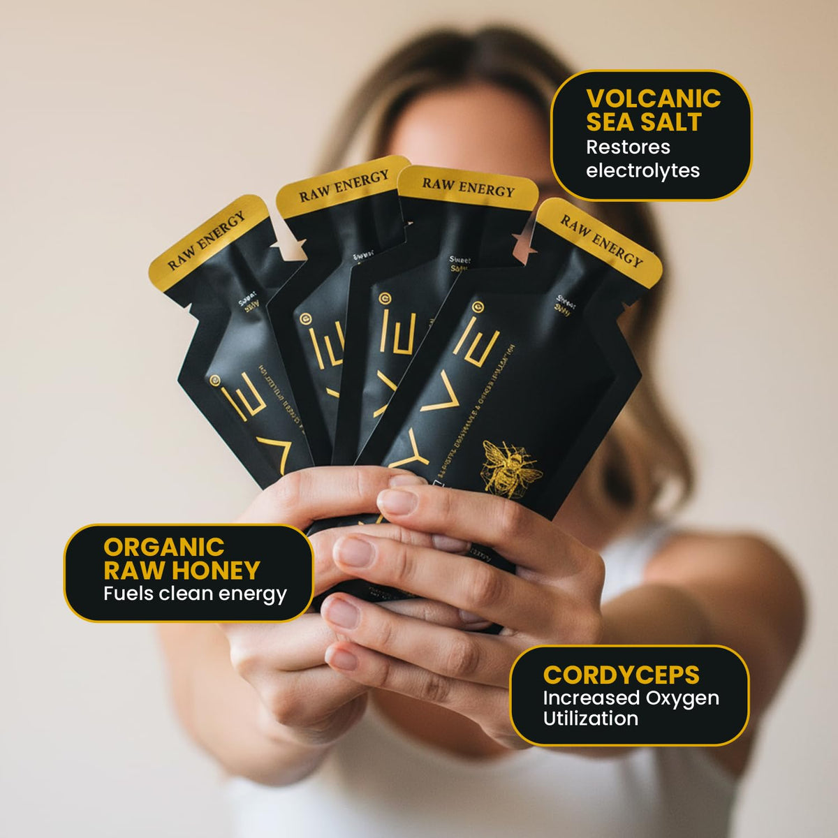 Cordyceps mushrooms in HYVE formula for natural energy support.