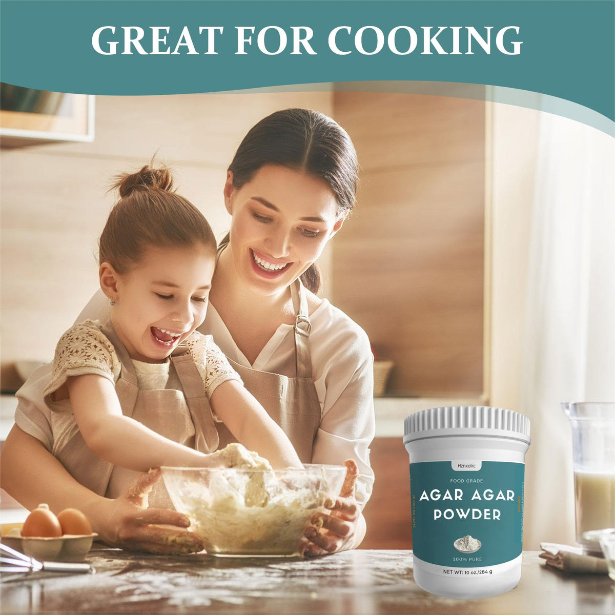 Hznxolrc agar-agar powder dissolving during gentle simmer for smooth textures.