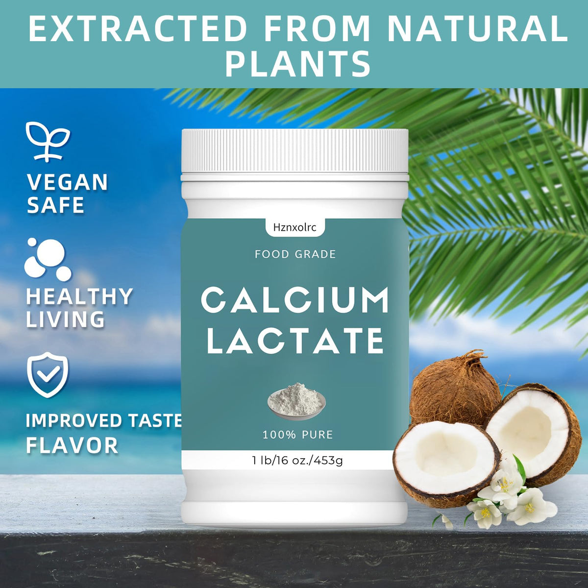 Hznxolrc calcium lactate powder spoon enables precise portioning for recipes