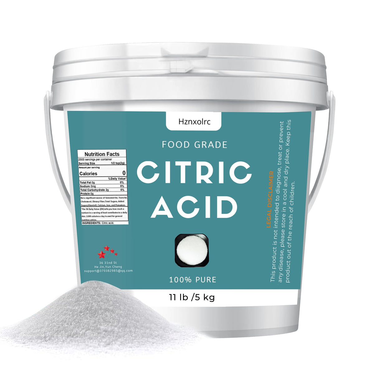 Hznxolrc citric acid powder 11lb bulk for cleaning and preserving foods.