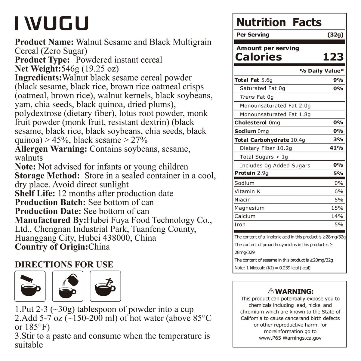 I WUGU vegan meal replacement powder scoop ready to mix into a creamy shake
