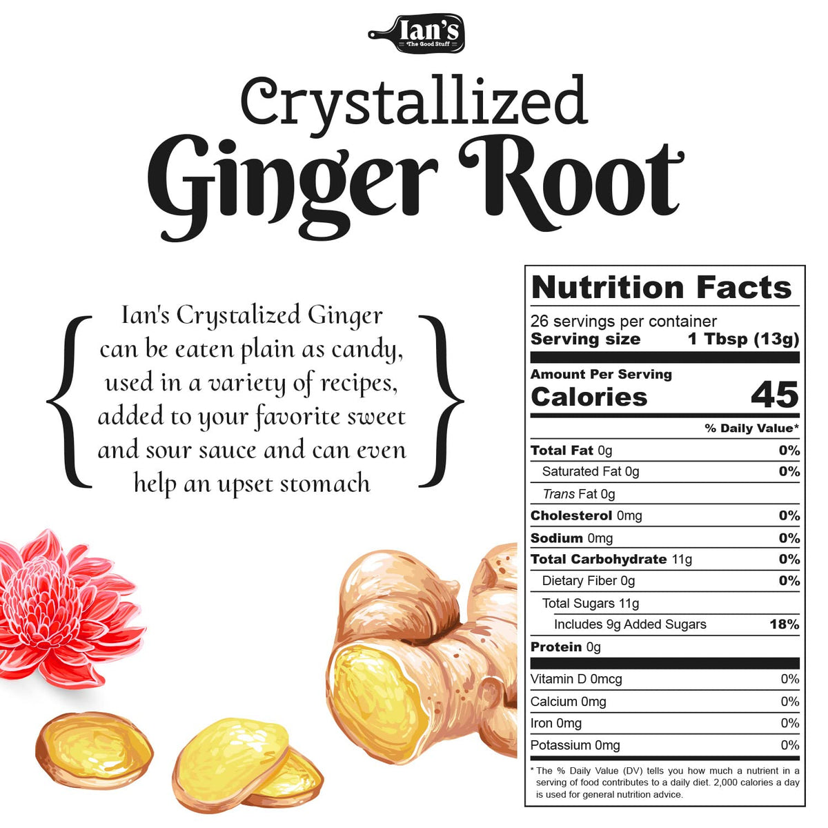 IAN's crystallized ginger pieces in a baking setup, ideal for cookies and fruit breads