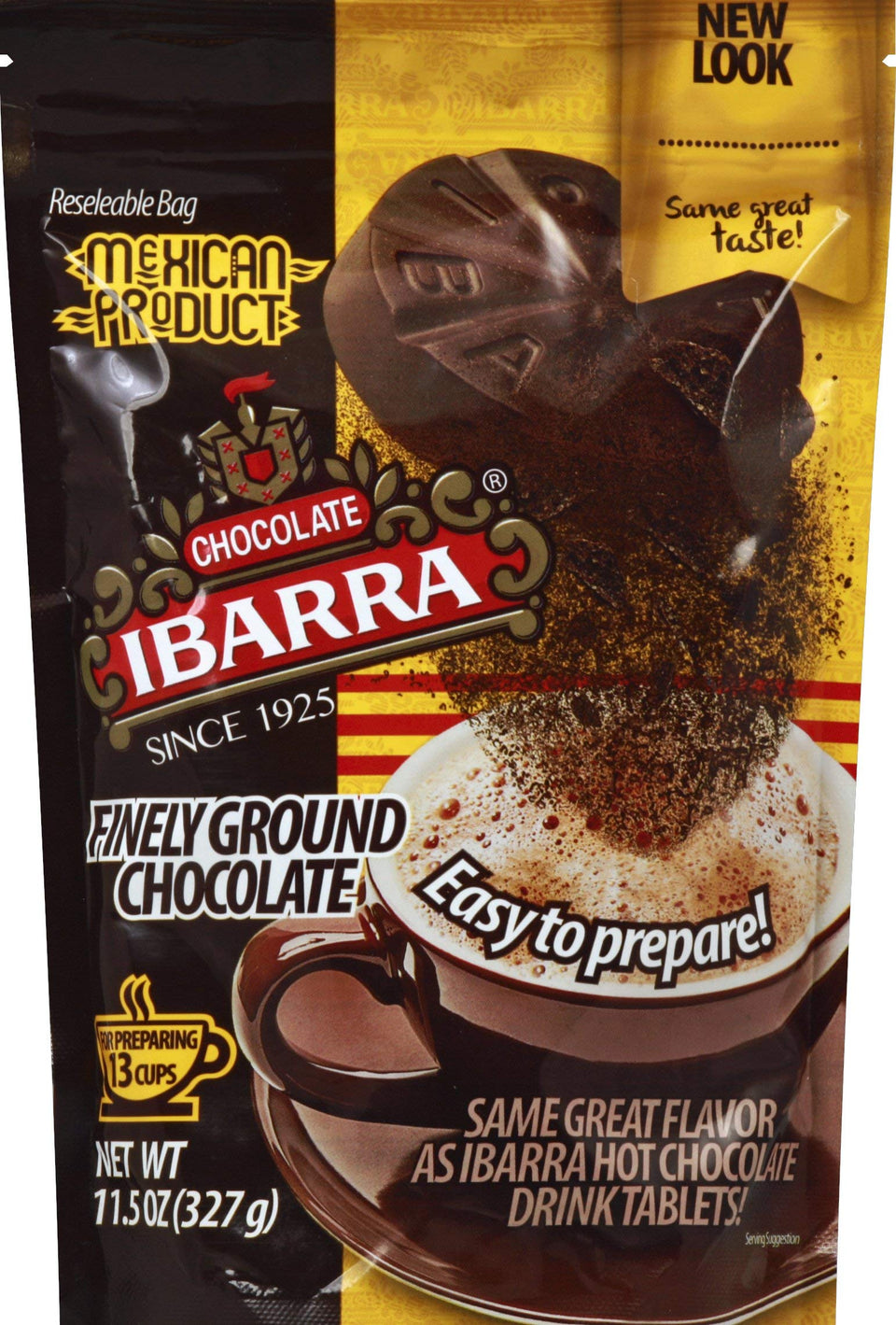 IBARRA Mexican chocolate powder hot cocoa mix in a resealable bag for easy, cozy cocoa moments