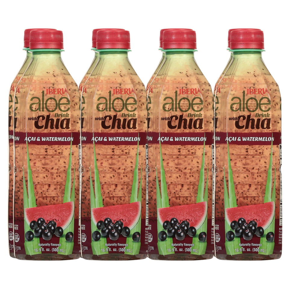 Iberia Aloe Vera drink with pulp bottle for refreshing hydration and natural texture.