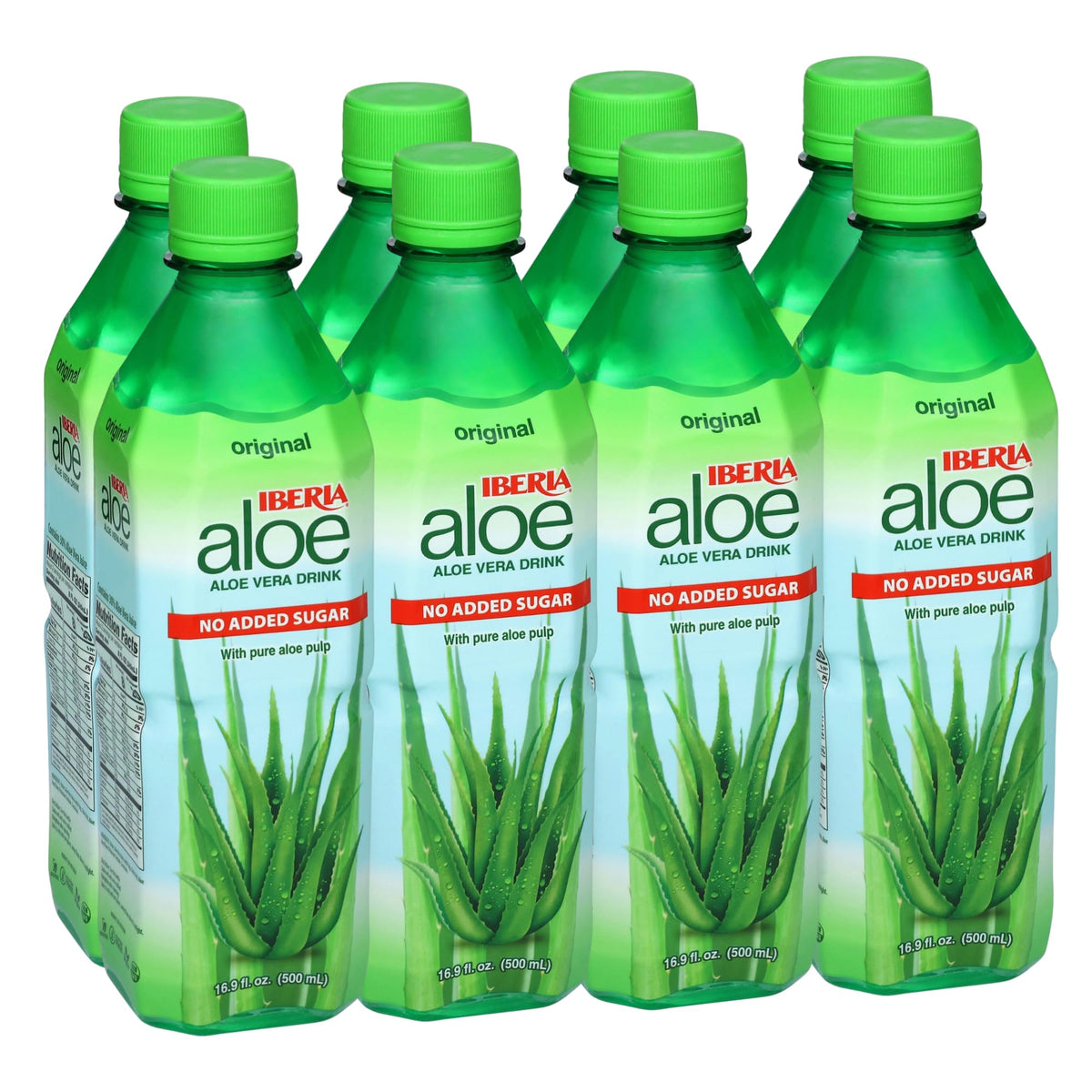 Iberia Aloe Vera Drink with Pulp No Sugar Original bottle, refreshing hydration without sugar