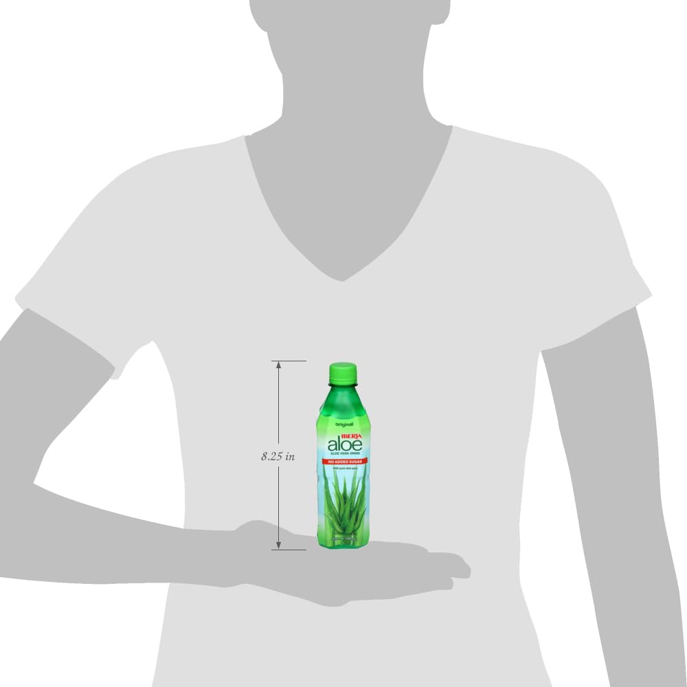 Iberia Aloe Vera Drink with Pulp No Sugar Original bottle, ideal for on the go hydration