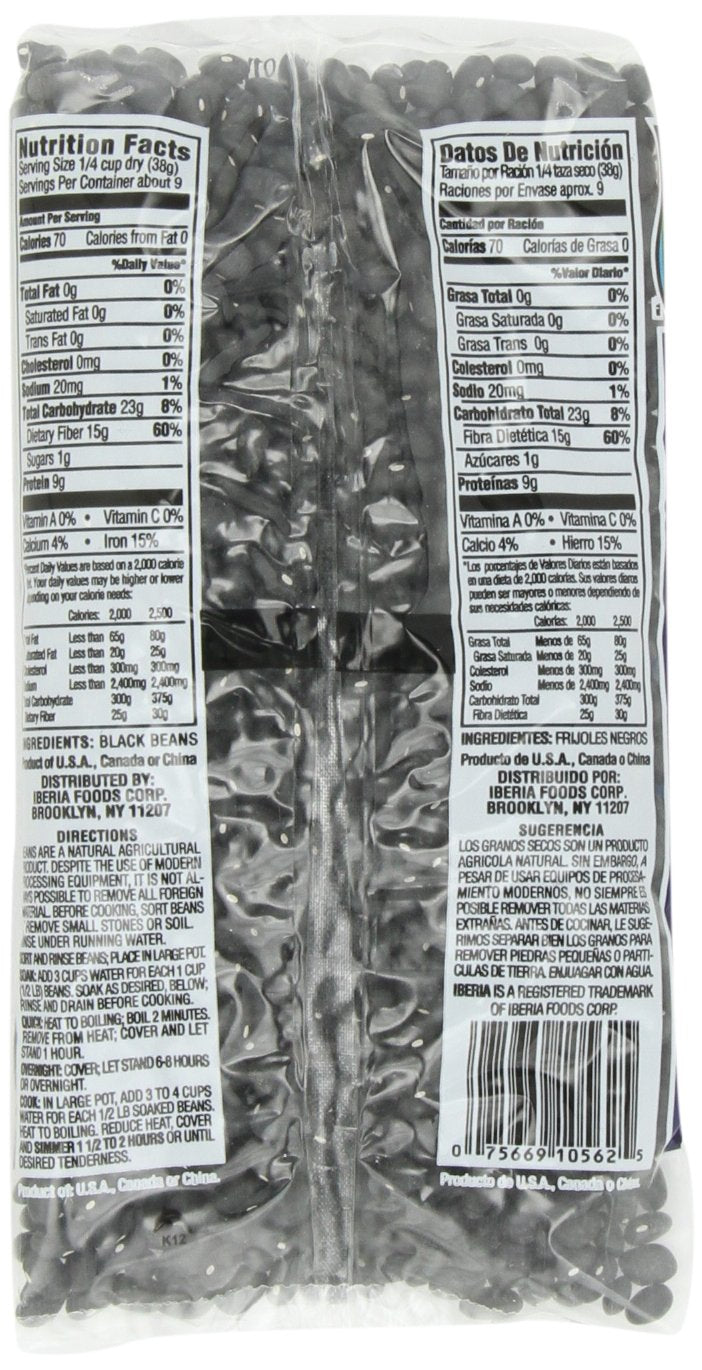 Iberia black beans dry beans bulk bag showing quantity for meal prep