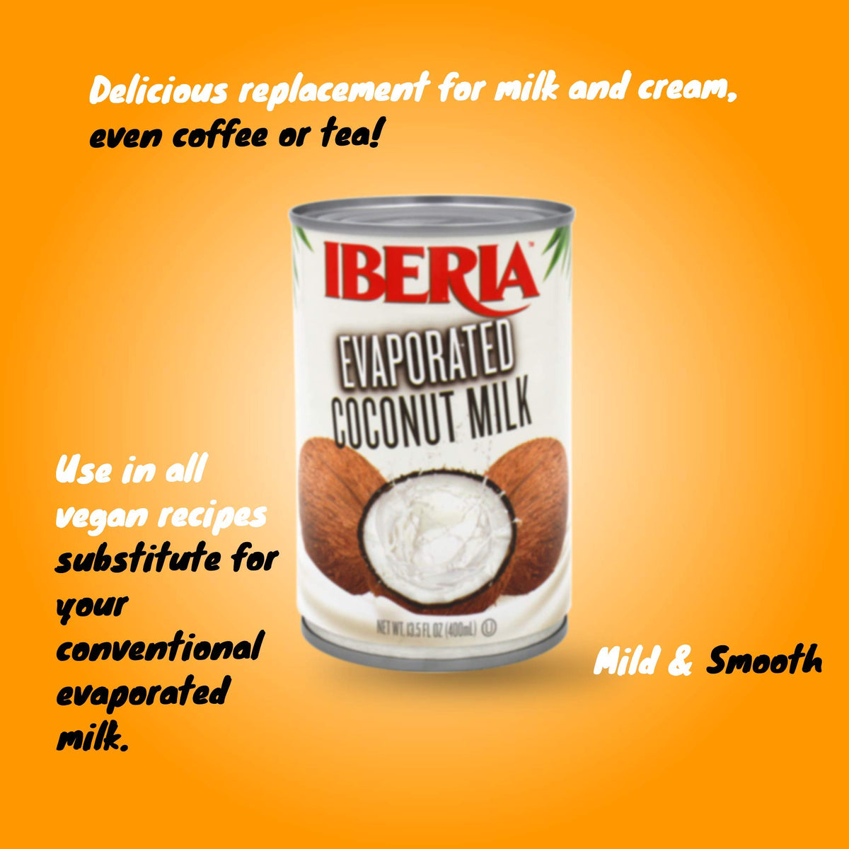 Iberia Coconut Milk used as vegan creamer for smoothies and hot drinks.