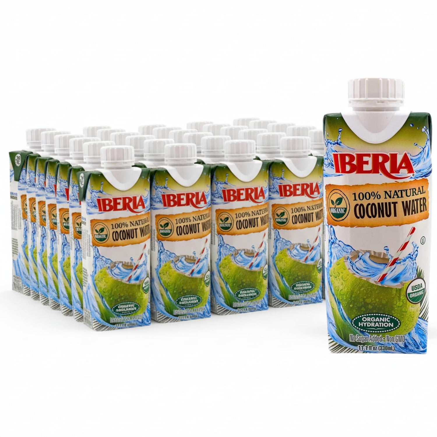 Iberia coconut water bottle front view for pure organic hydration