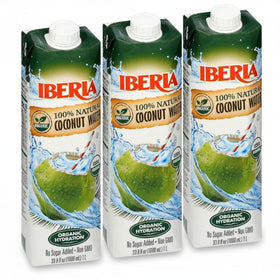 Iberia coconut water bottle pour, refreshing hydration after workouts