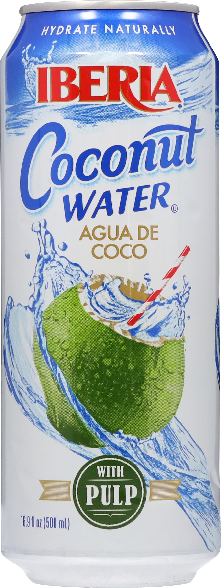 Iberia Coconut Water with Pulp bottle showing pulp texture for natural hydration after workouts