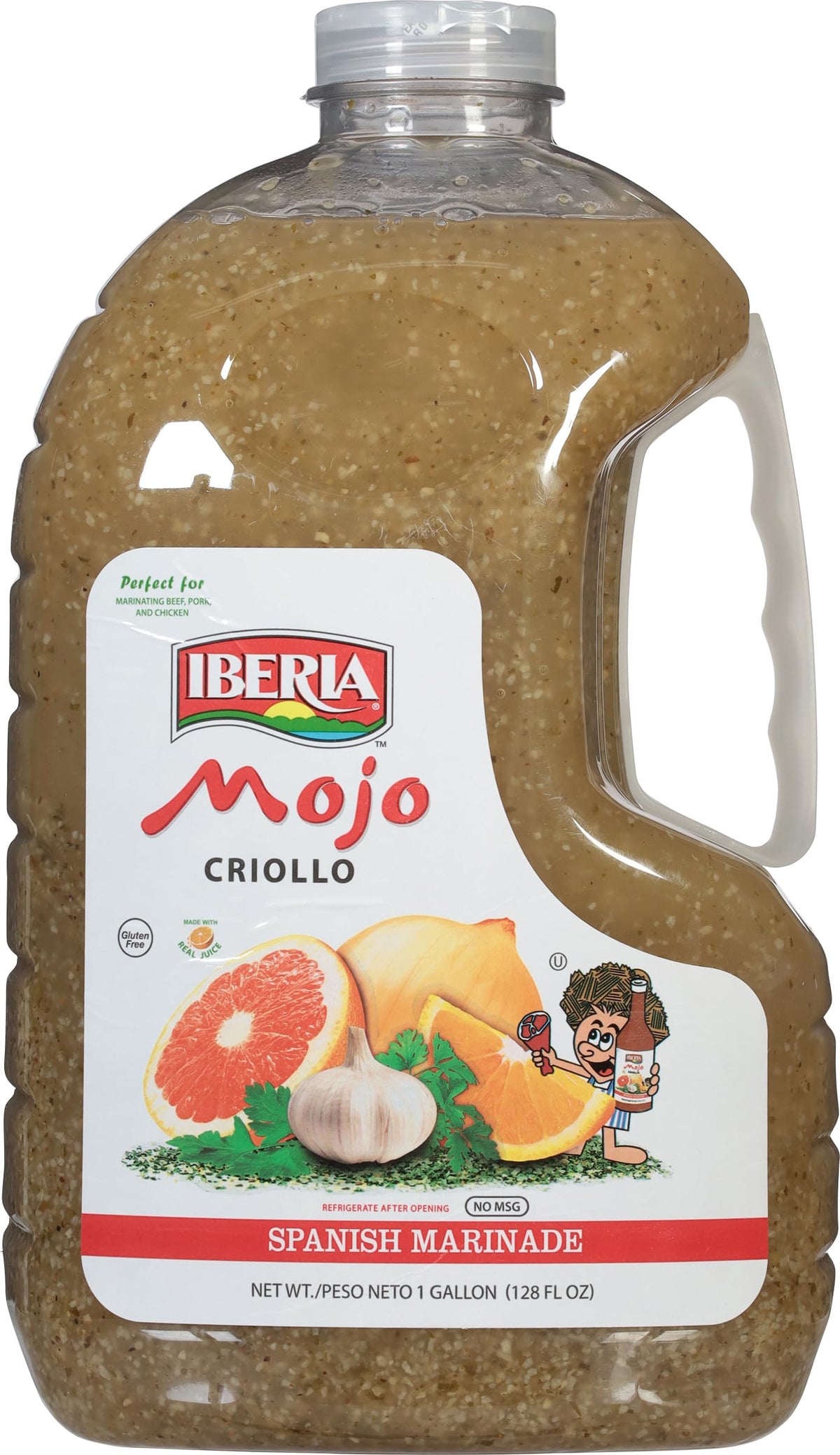 Iberia Mojo Criollo marinating meat on grill with citrusy, garlic-forward flavor