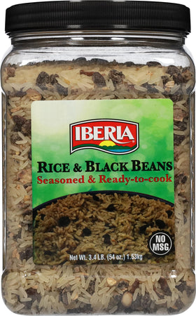 Iberia Rice & Black Beans ready-to-cook pack, a convenient weeknight dinner option.