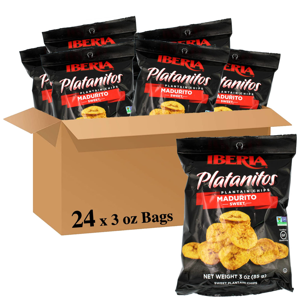 Iberia sweet plantain chips with a crisp bite, ideal snack alternative to potato chips.
