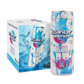 I.CANDY ZERO energy drink can front displays caffeine-free energy and bold flavor.