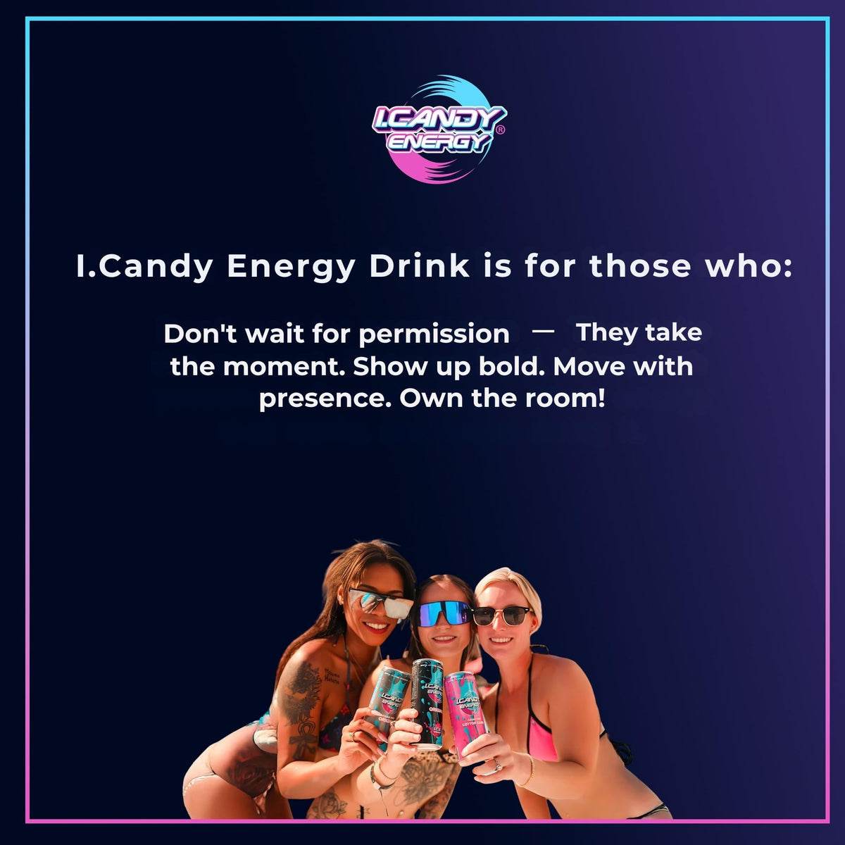 I.CANDY ZERO energy glass-serve image suggests refreshing, sugar-free hydration on the go.