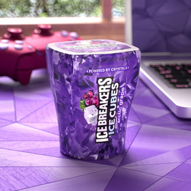 Travel-ready Ice Breakers Arctic Grape cubes for on-the-go refresh