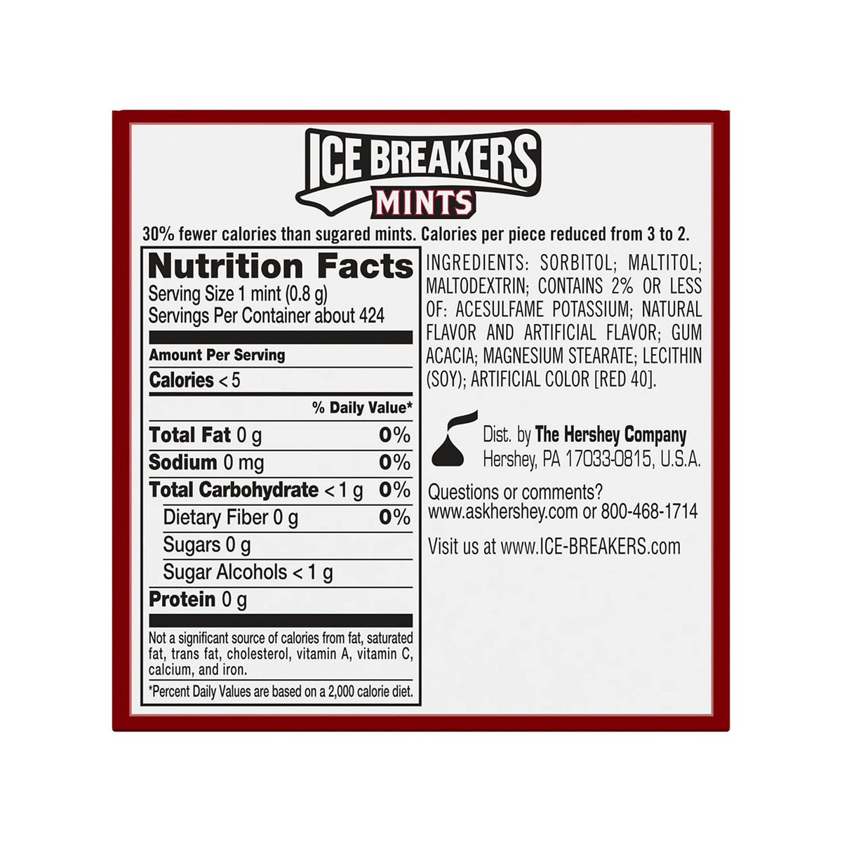 Travel-friendly Ice Breakers Cinnamon Mints tin for quick refreshment.