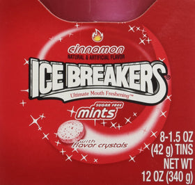 Ice Breakers Cinnamon Tins pack-shot highlighting portable breath refreshment