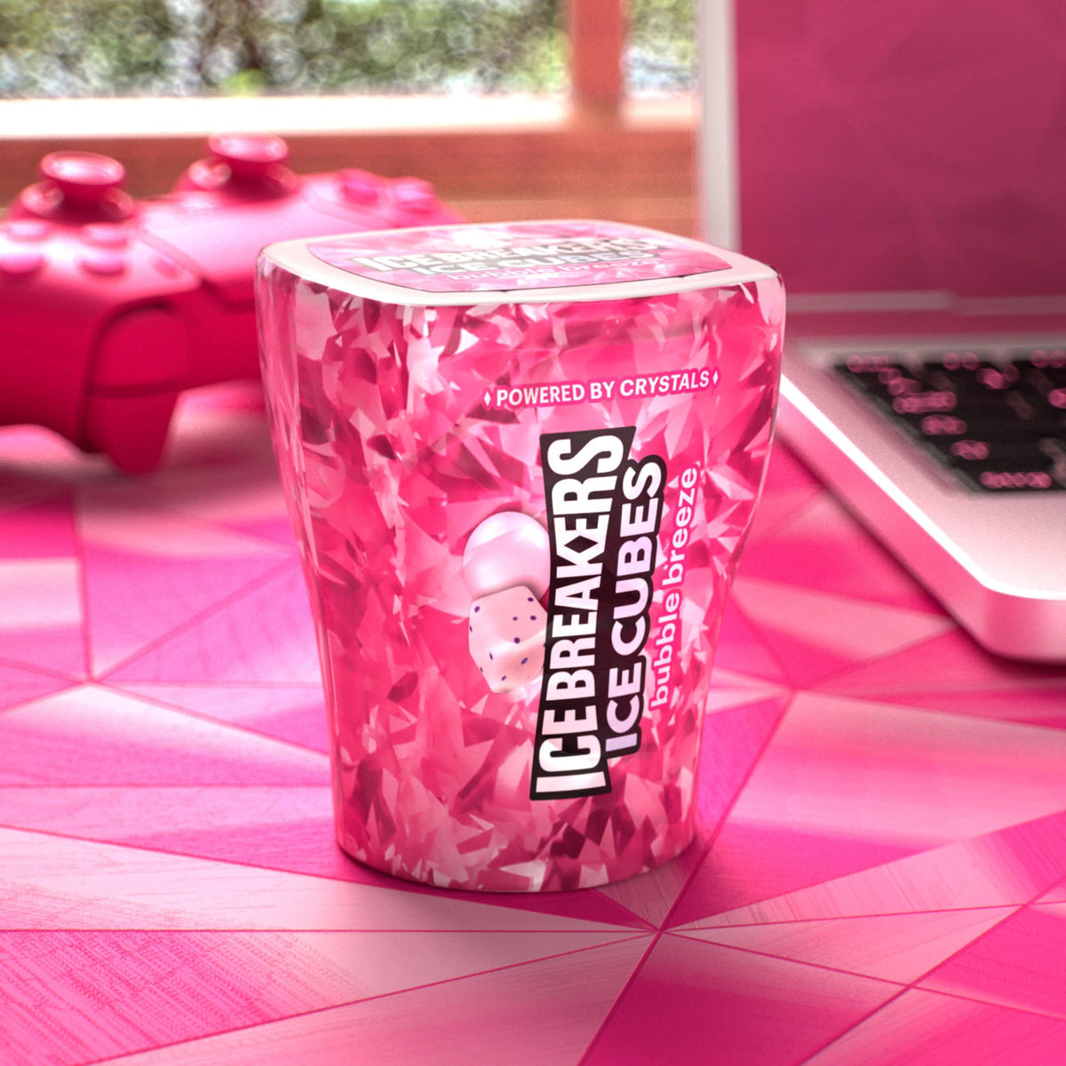 Ice Breakers Ice Cubes Bubble Breeze backpack-ready storage for travel.