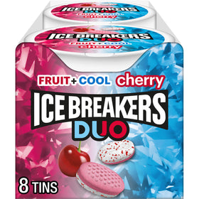 Ice Breakers Duo cherry mint puck front view for quick refreshment
