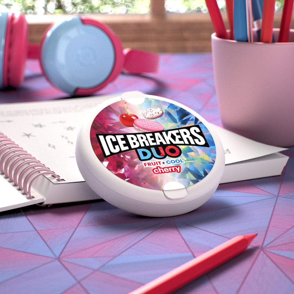 Ice Breakers Duo on-the-go mints in compact box for travel