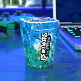 Close-up of Ice Breakers Flavor Shifters packaging with xylitol for sugar-free refreshment
