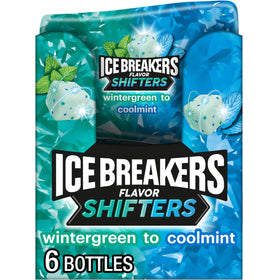 Ice Breakers Flavor Shifters Wintergreen to Coolmint bottle with dual mint flavors for fresh breath