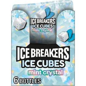 Ice Breakers Ice Cubes mint bottle close-up for on-the-go fresh breath
