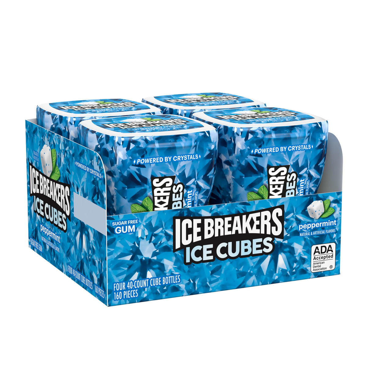 Peppermint close-up crystals in Ice Breakers Ice Cubes deliver minty cooling refreshment.