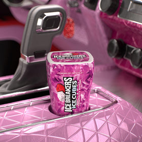 Ice Breakers Raspberry Sorbet Ice Cubes bottle open reveals 40 pieces