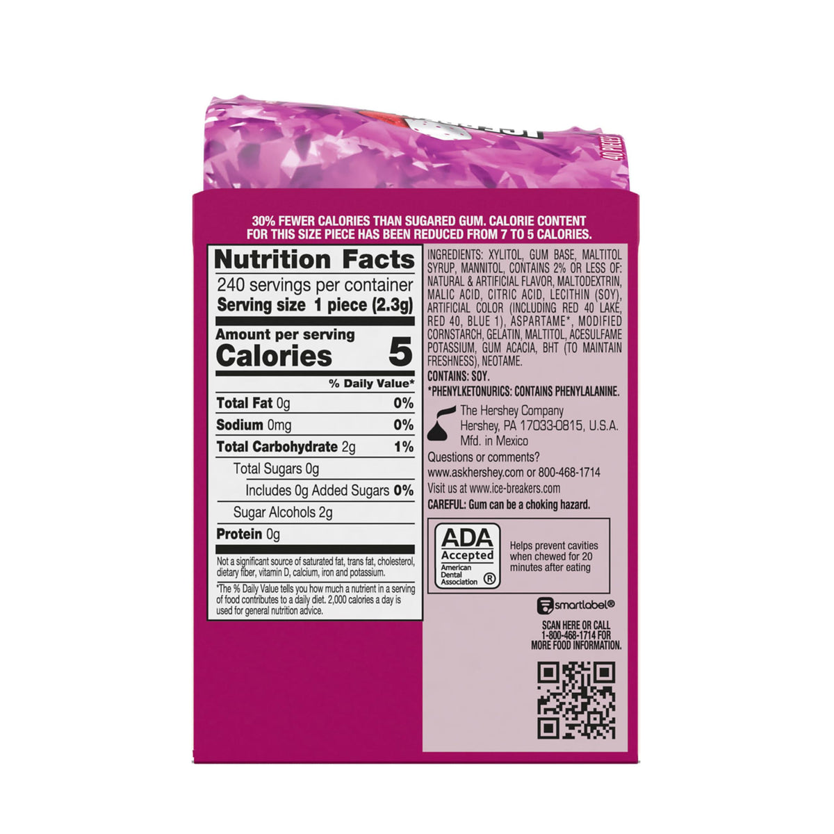 Ice Breakers Raspberry Sorbet Ice Cubes in car cup holder for travel
