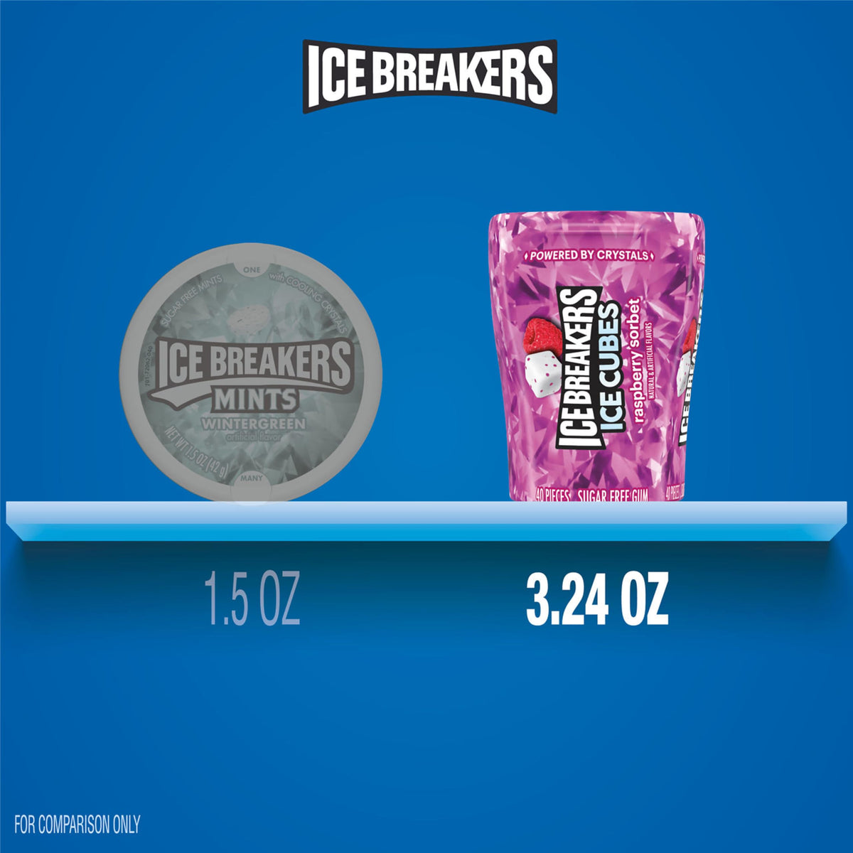 Ice Breakers Raspberry Sorbet Ice Cubes close-up of cube pieces