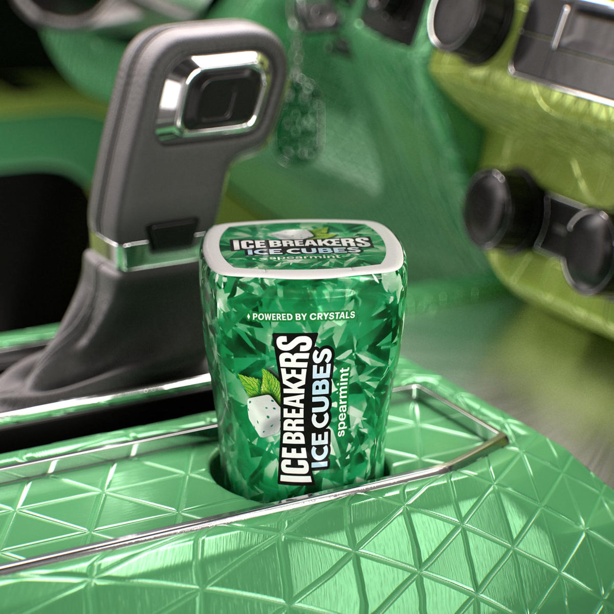 Ice Breakers Ice Cubes spearmint multi-pack for convenient sharing.
