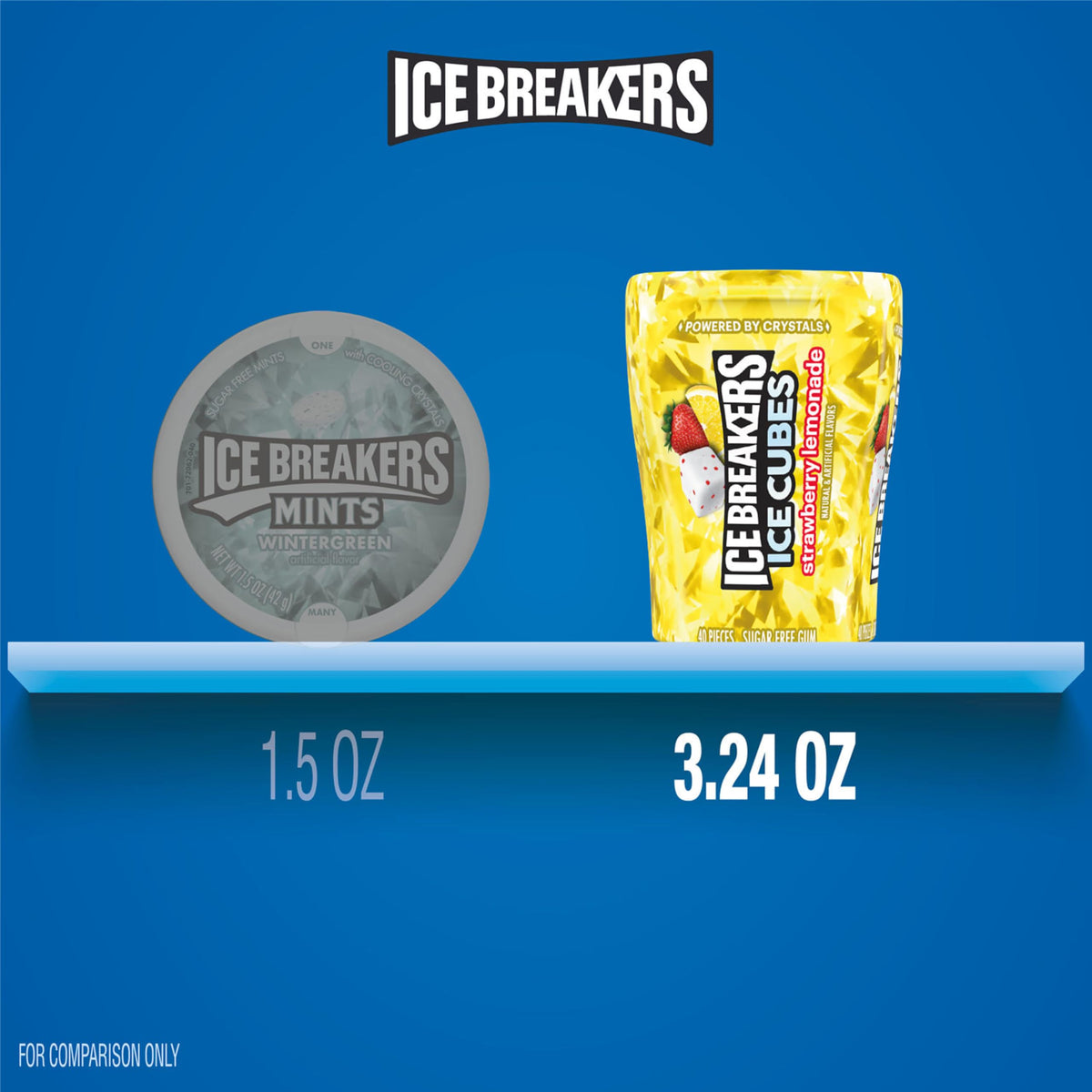 Ice Breakers Ice Cubes Strawberry Lemonade gum pieces, fruity flavor ideal after meals