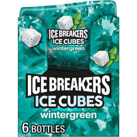 Ice Breakers Ice Cubes Wintergreen bottle; quick, sugar-free breath refreshment on the go.