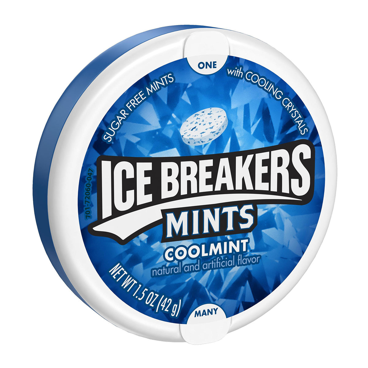 Ice Breakers CoolMint tin closed for on-the-go fresh breath.