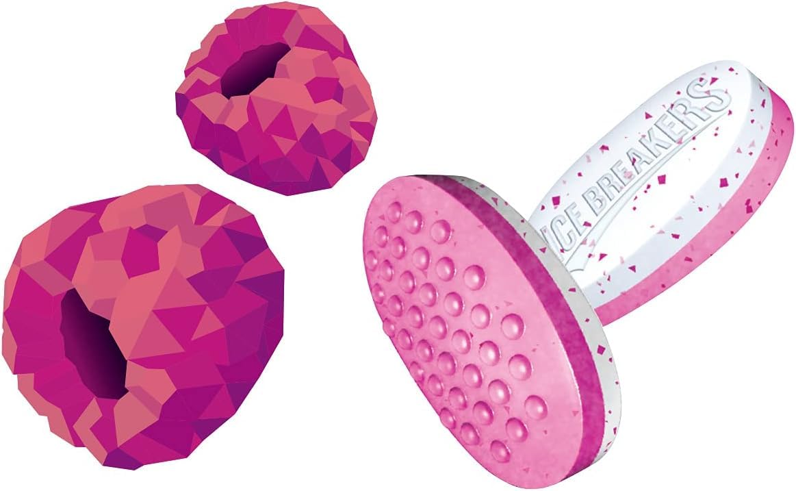 Ice Breakers Raspberry Duo mint close-up with bright color and minty aroma