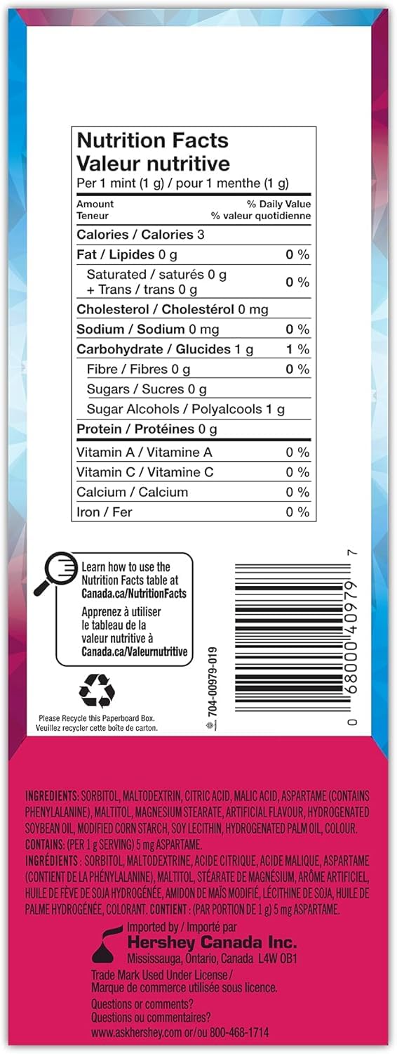 Ice Breakers Duo Raspberry Mints package shows 1.5 oz size
