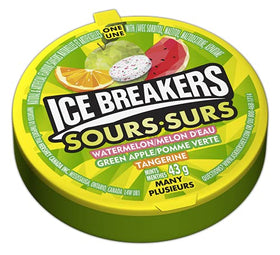 Ice Breakers Sour Fruits six-pack compact container for travel and on-the-go use.