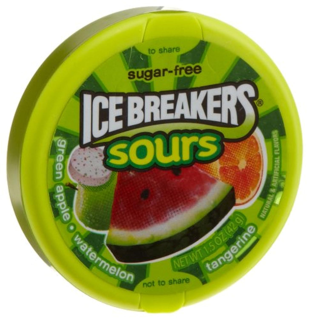 Ice Breakers Sours green apple canister with tangy fruit flavor for snacking