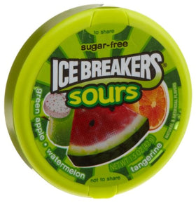 Ice Breakers Sours green apple canister with tangy fruit flavor for snacking