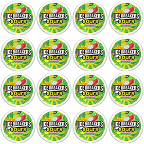 Ice Breakers Sours pack of sixteen canisters on store shelf