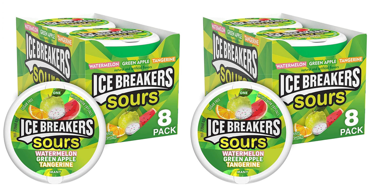 Ice Breakers Sours watermelon canister with bright fruit aroma