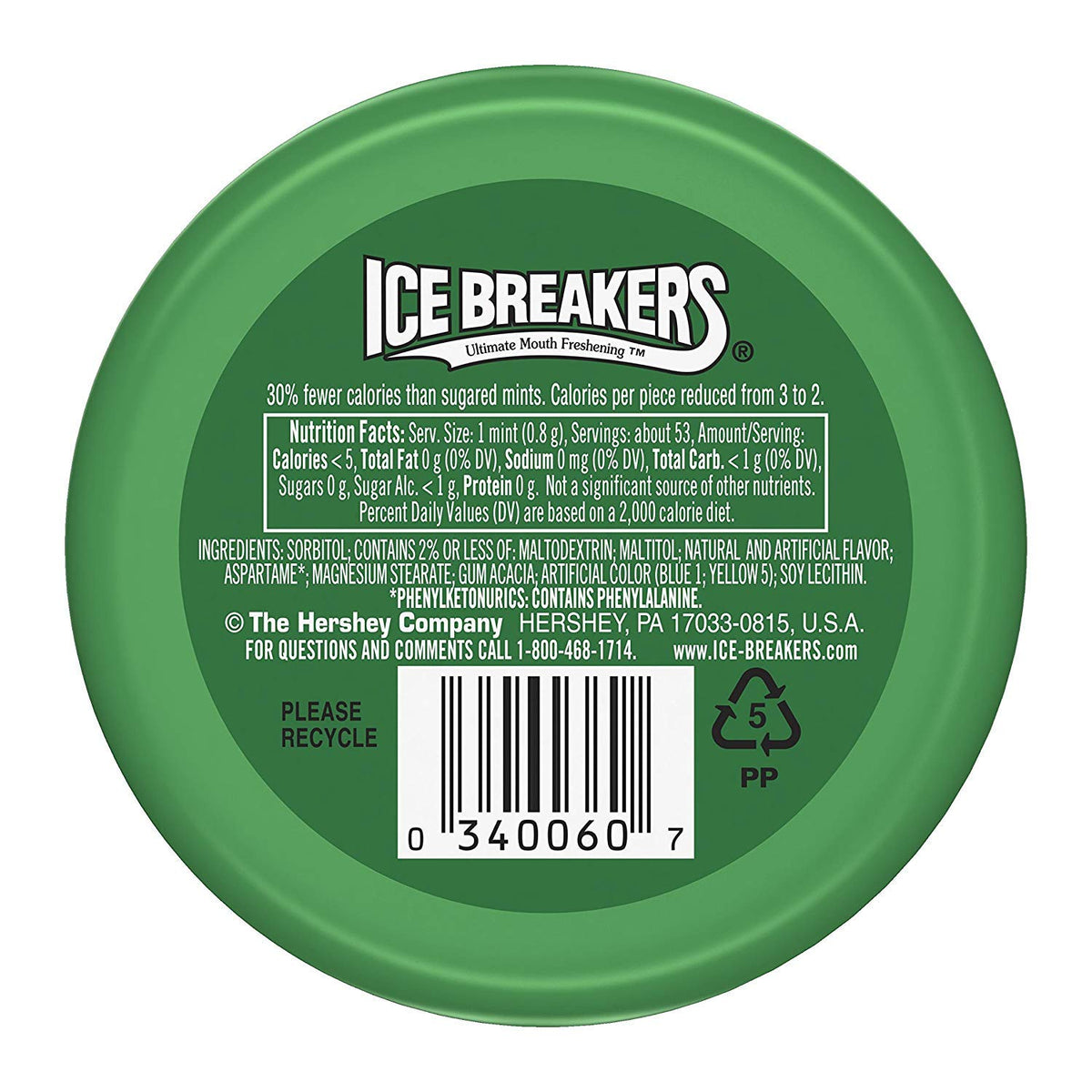 Ice Breakers Spearmint Mints desk puck for quick breath refresh